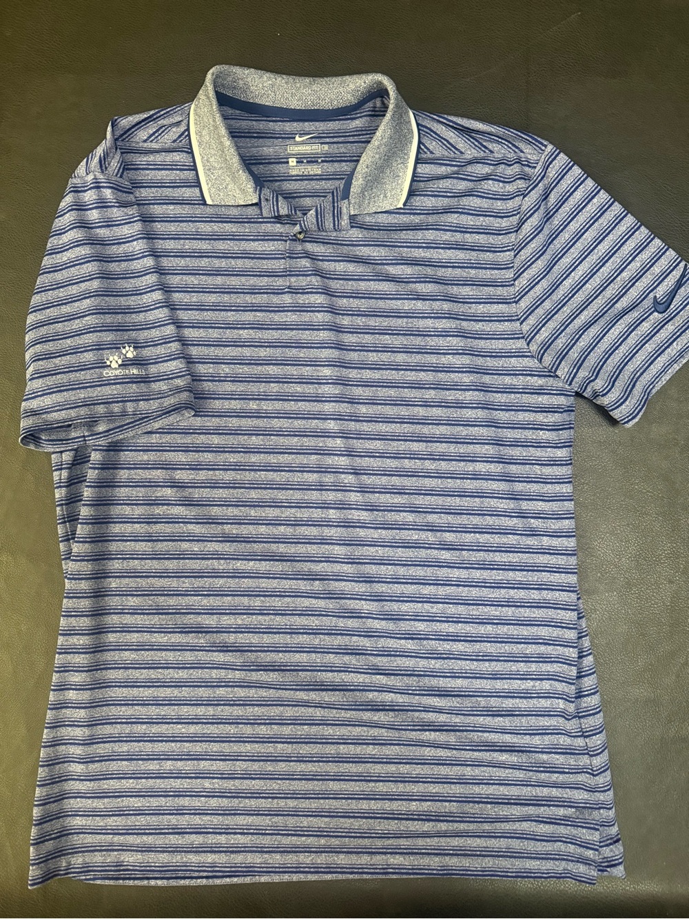 Nike Dri-FIT Heathered Navy Striped Polo - M